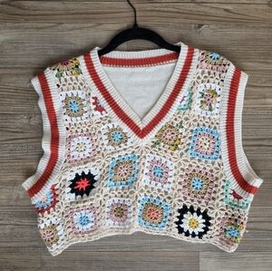 Multicolor Crochet Crop Top Vest